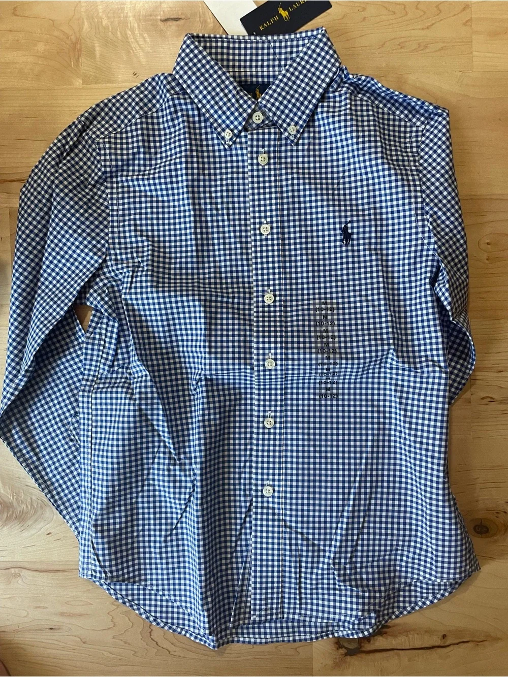 Polo Ralph Lauren Boys Blue Gingham Button Down Shirt NWT Size M 10-12